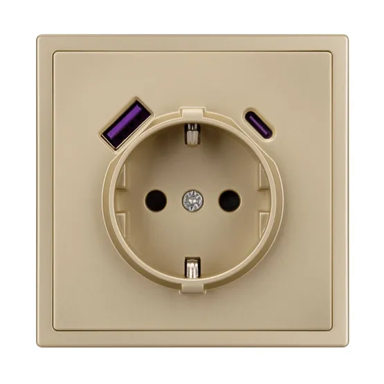 Фото #3 товара Механизм розетки с USB зарядкой SCT-NOBE-MUAC-SFPL-GD (230V, 16A) (Arlight, Золотой песок)