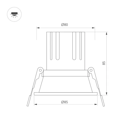Фото #2 товара Светильник MS-FLOW-BUILT-R85-12W Warm3000 (WH, 55 deg, 230V) (Arlight, IP20 Металл, 5 лет)