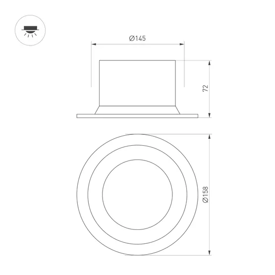 Фото #3 товара Светильник MS-DROP-BUILT-R158-30W Warm3000 (BK, 90 deg, 230V) (Arlight, IP54 Металл, 5 лет)