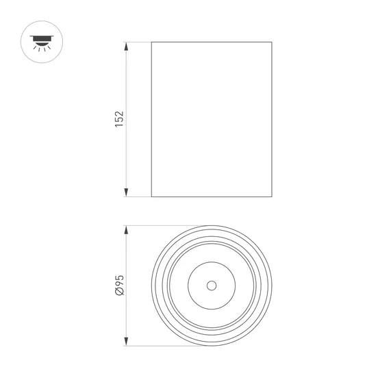 Фото #2 товара Светильник SP-SALT-R95-20W Warm3000 (WH-BK, 40 deg, 230V) (Arlight, IP54 Металл, 5 лет)