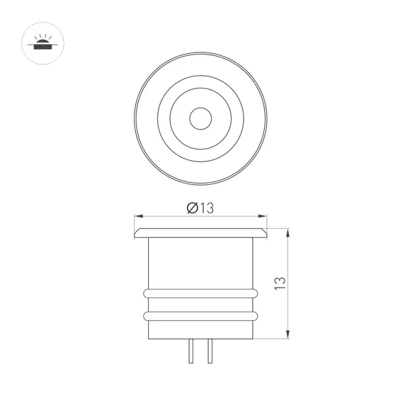 Фото #4 товара Светильник ART-PICCOLO-BUILT-R13-1W Day4000 (BK, 30 deg, 3V) (Arlight, IP40 Металл, 3 года)