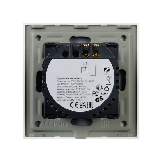 Фото #3 товара Выключатель сенсорный SWT-OMALI-S01-ZB-WH (250V, 10A, Zigbee) (Arlight, Стекло)