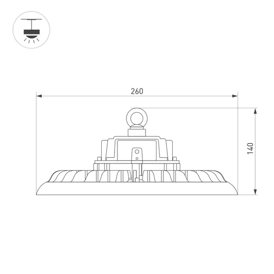 Фото #2 товара Светильник SP-ARIVA-DIM-R260-100W White5000 (BK, 60 deg, 230V, 0-10V) (Arlight, IP65 Металл, 5 лет)