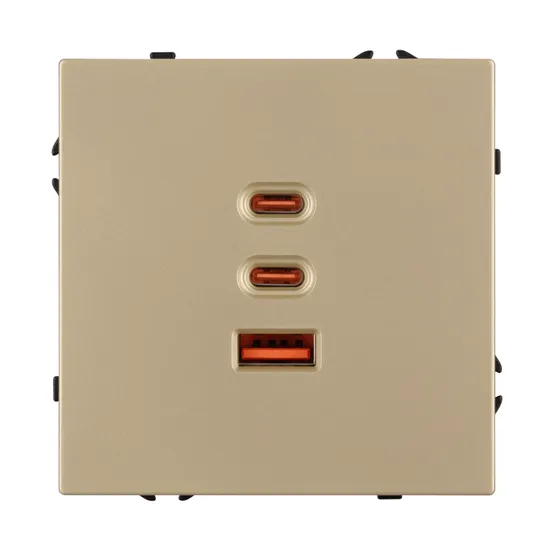 Фото #4 товара Механизм розетки с быстрой USB зарядкой SCT-NOBE-MUACC-SFPL-FC-GD (65W, QC3) (Arlight, -)