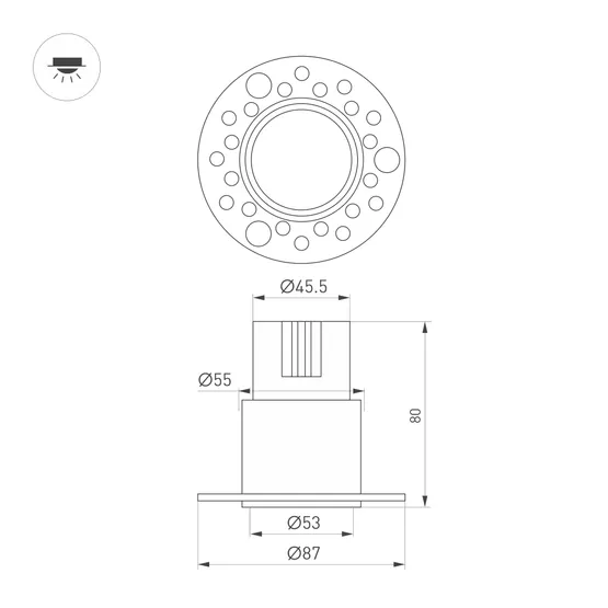 Фото #3 товара Светильник MS-INVISIO-TRIMLESS-R55-15W Day4000 (WH-WH, 36 deg, 230V) (Arlight, IP54 Металл, 5 лет)
