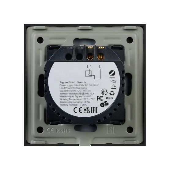 Фото #2 товара Выключатель сенсорный SWT-OMALI-S01-ZB-BK (250V, 10A, Zigbee) (Arlight, Стекло)
